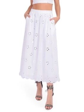 $440 NWT Rhode Aaron Skirt in White Mirror Daisy Sz Small S